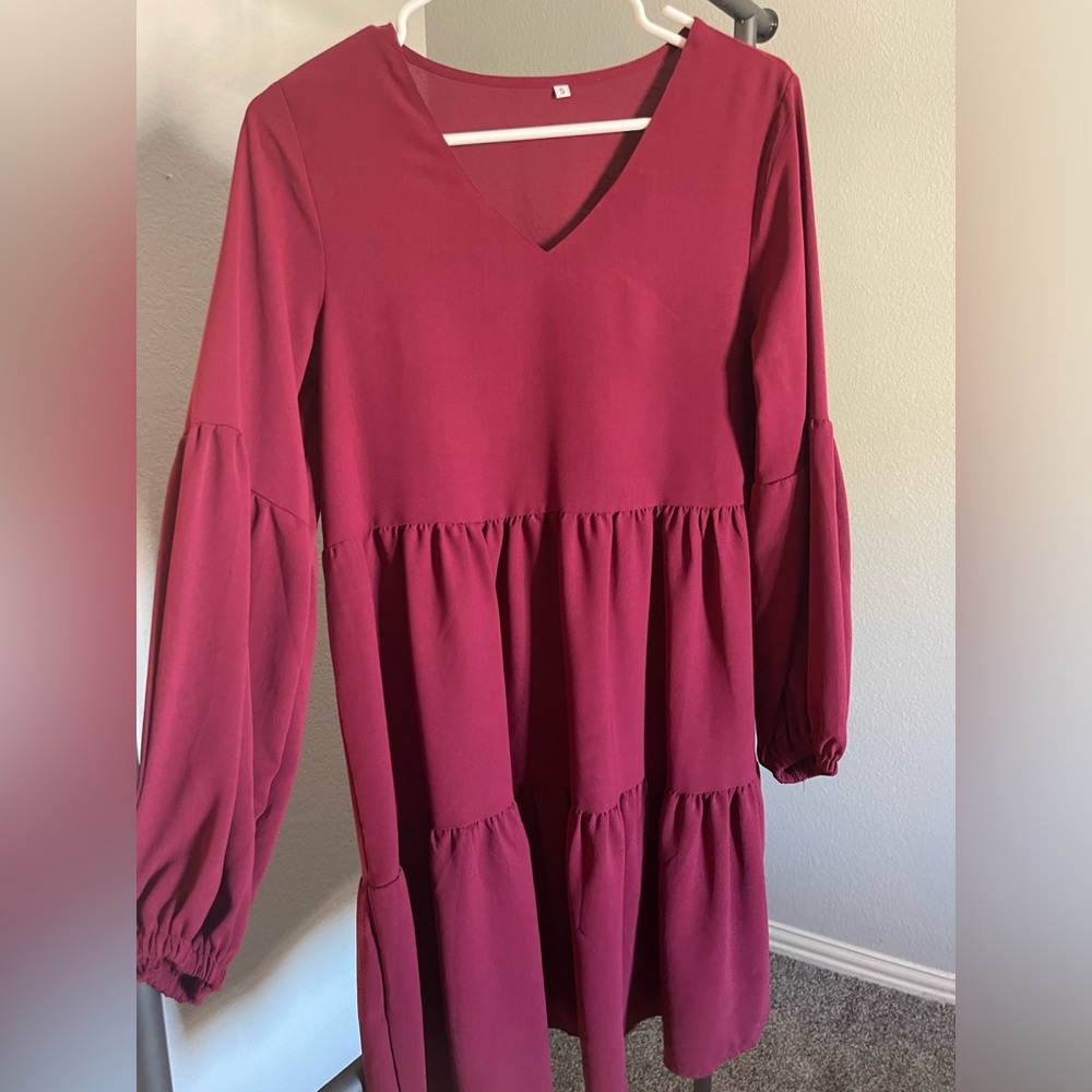 Flowy Maroon long sleeve dress